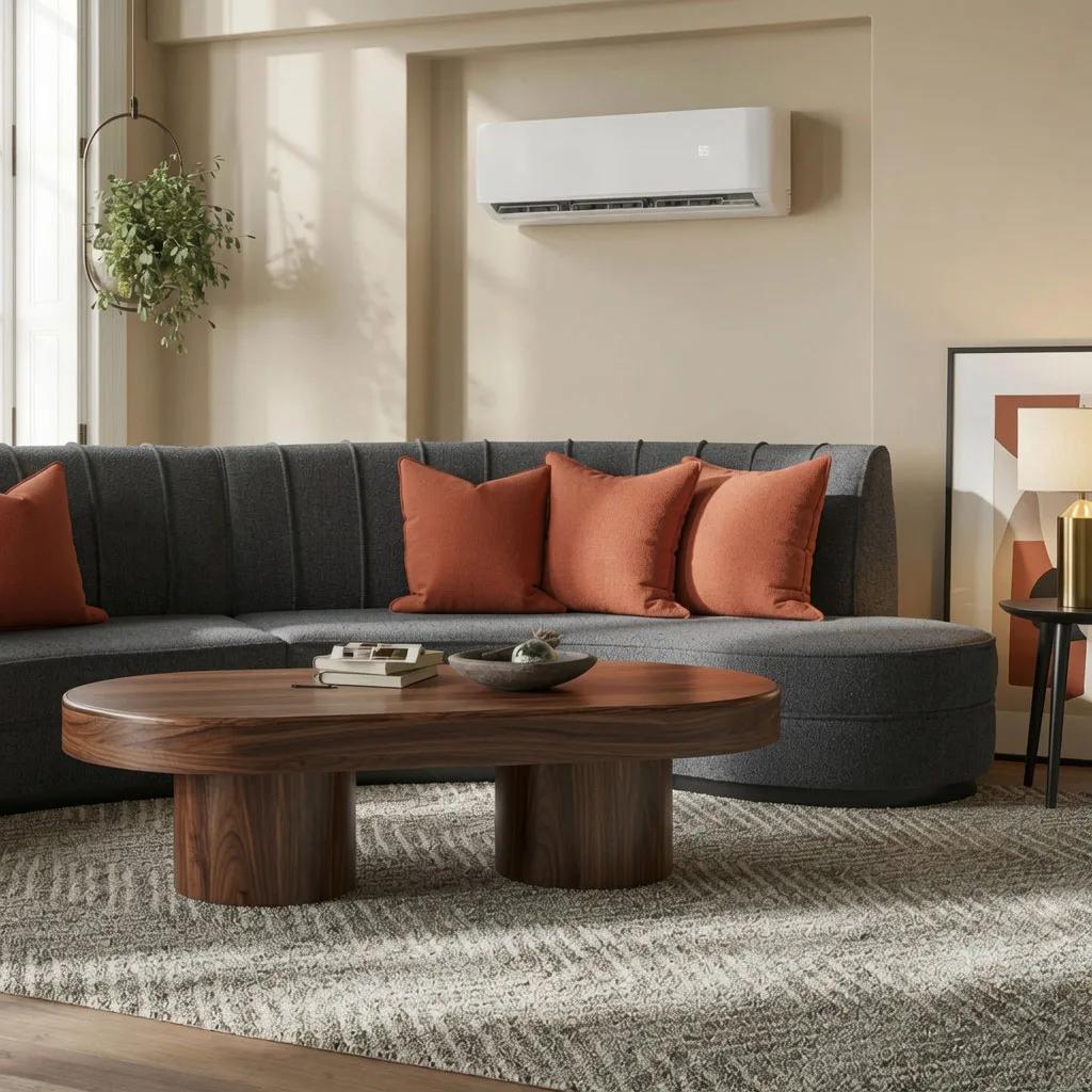 1 ton DIY mini split — Zone Air 12,000 BTU wall-mounted ductless heat pump in a living room sized around 550 sq ft