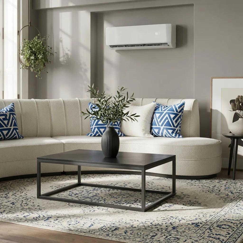 DIY mini split for 500 sq ft — Zone Air wall-mounted ductless unit heating and cooling a 500 square foot living room