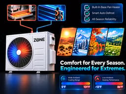 Comfort for every season: built-in base pan heater, smart auto defrost, cooling 5 to 131°F and heating down to -13°F