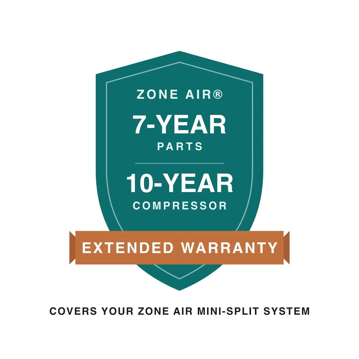 Zone Air extended warranty — extends coverage to 7-year parts and 10-year compressor on one Zone Air mini-split system