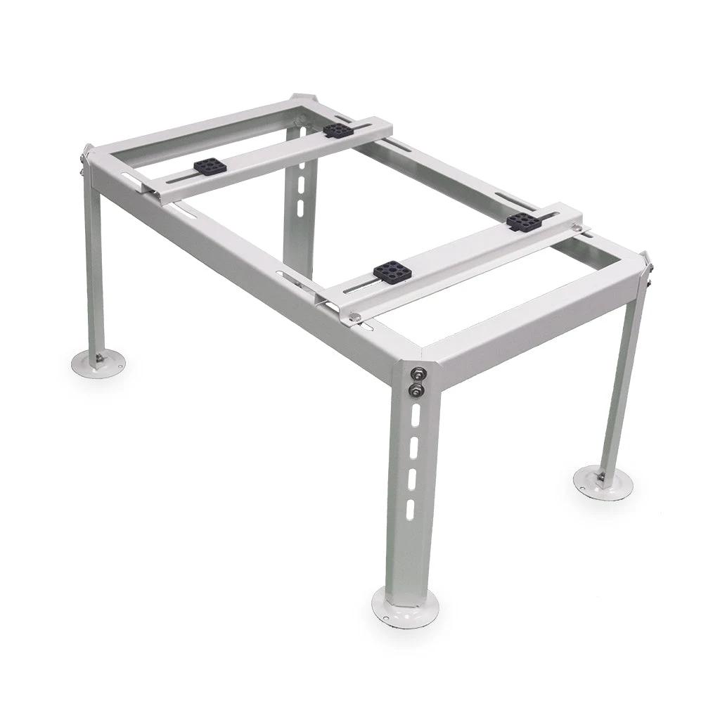 Heavy-duty ground mounting bracket stand for a multi-zone mini split outdoor condenser — powder-coated steel frame with adjustable rails and anti-vibration pads